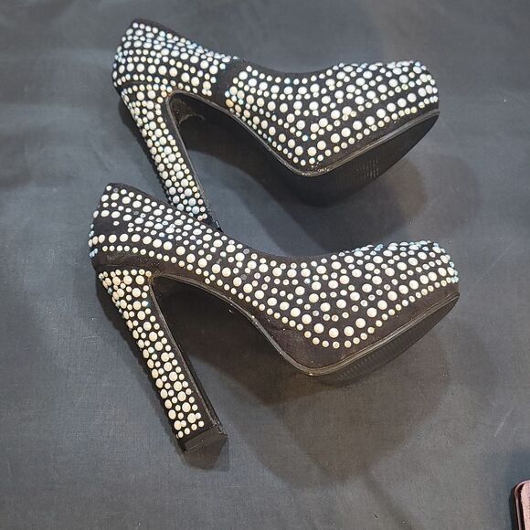 BRAND NEW HEM FASHION Closed Toe PEARL STUDDED PLATFORM HIGH HEEL PUMP - Picture 8 of 16